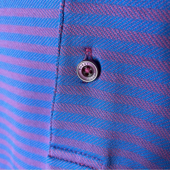 Bobby Jones X-H2O Golf Polo Short Sleeve Pink Blue Striped Size Medium - Picture 5 of 7